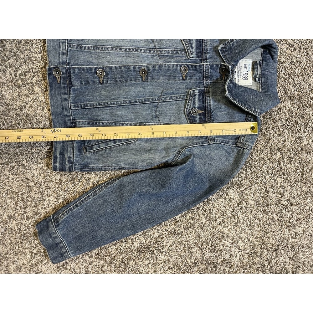 The Children's Place Unisex Kids Size 7/8 M Denim Jean Jacket Trucker Distressed - Picture 3 of 7